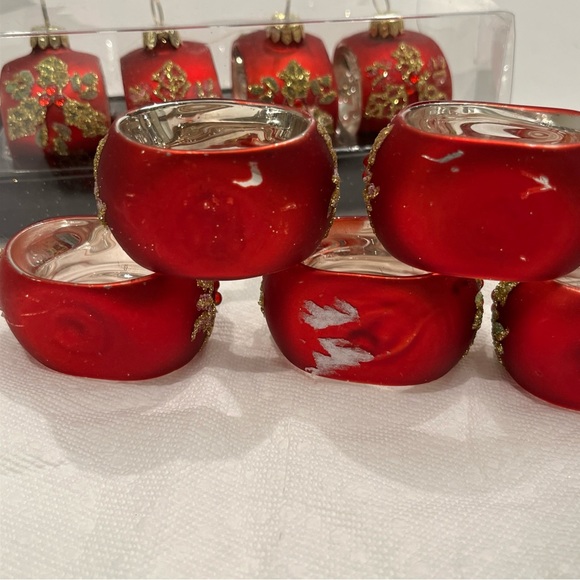 BOMBAY Company Christmas Ornament Shaped Place Card Holders Red Glass Set Of 10 - Picture 2 of 16